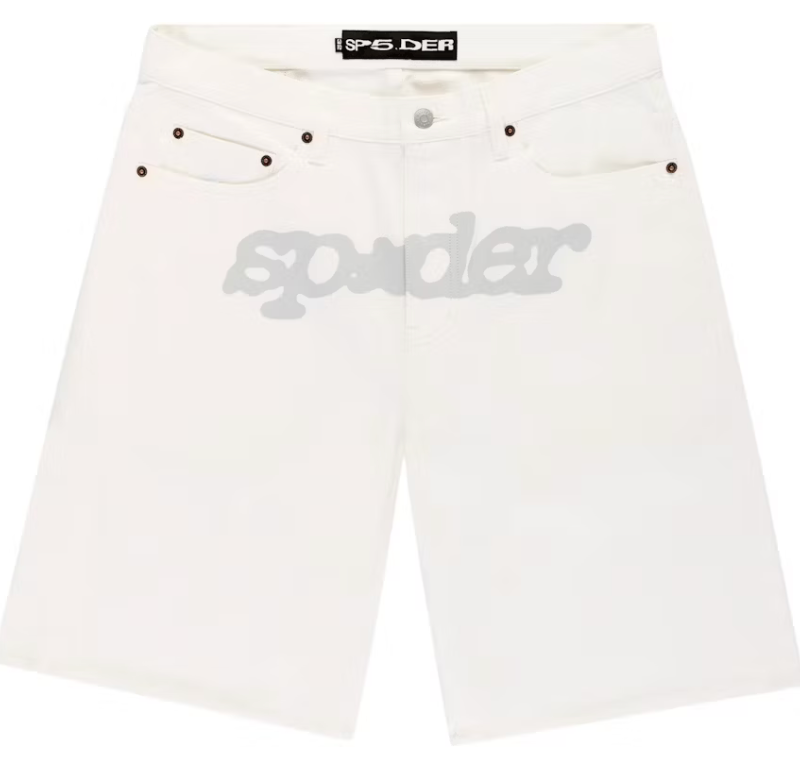 Sp5der V3 Logo Denim Short White