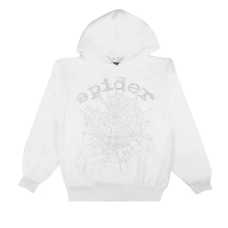 Sp5der - OG Rhinestones Pullover Hoodie - White